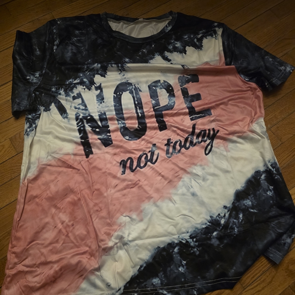 Nope Not Today Ladies Pink & Blue 2xl T-shirt, Brand New!